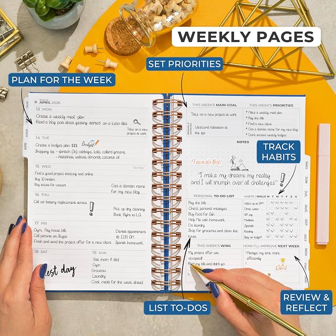 Clever Fox Dated Planner with Tabs 2026 – Weekly & Monthly Spiral Planner with - Image 3