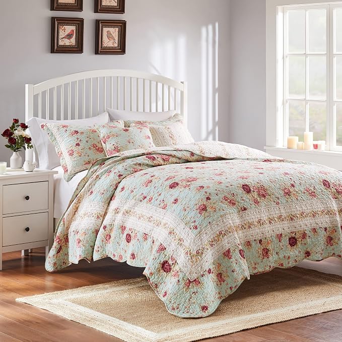 Greenland Home Antique Rose 100% Cotton Heirloom-Quality Quilt Set, 5-Piece - Image 5