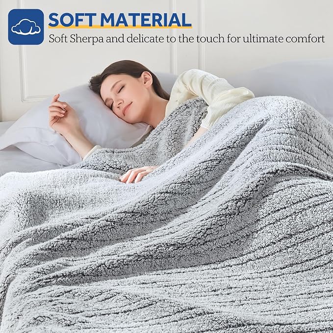 Sealy Electric Blanket Full Size, Soft Sherpa Heated Blanket Single Control - Image 3