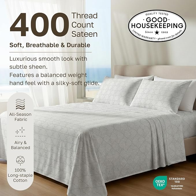 California Design Den Soft Cal King 100% Cotton Sheet Sets, 400 TC Good - Image 3