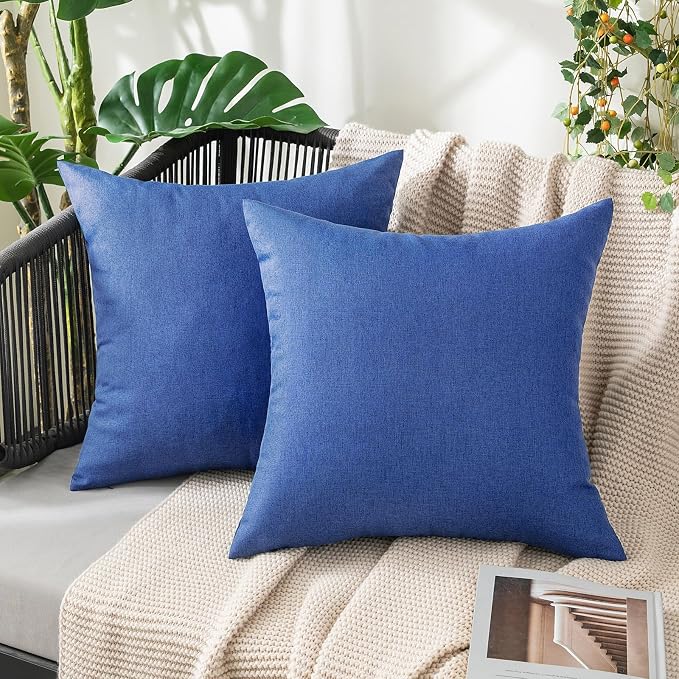MIULEE Pack of 2 Decorative Outdoor Solid Waterproof Throw Pillow Covers Faux by MIULEE