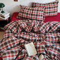 mixinni Vintage Red & Brown Buffalo Plaid Duvet Cover Set Full Size by mixinni