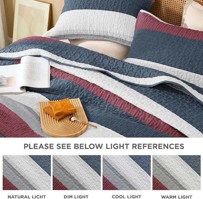 Litanika California King Quilt Set Blue and Red - Image 6