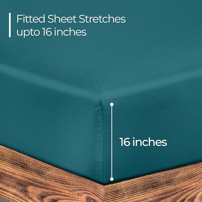 ROYALE LINENS 300 Thread Count 100% Long Staple Combed Cotton Fitted Sheet - Image 2