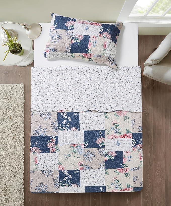 Brilliant Sunshine Roses in Beige Quilt Set, 2-Piece Bedding Sets, Lively - Image 6