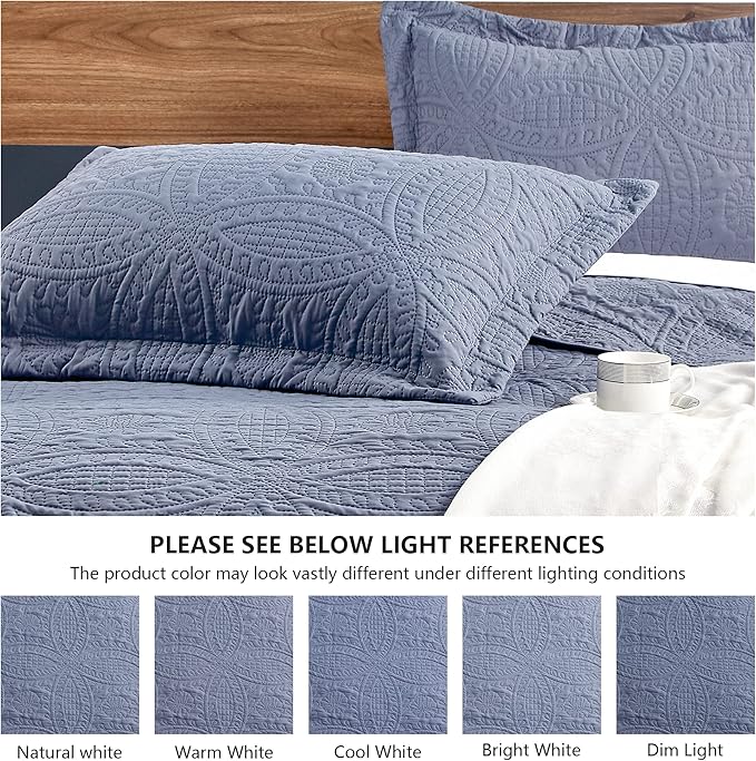 Love's cabin Twin Quilt Set Blue Bedspreads - Image 5