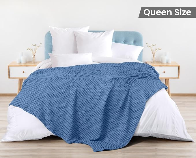 Utopia Bedding 100% Cotton Waffle Weave Blanket Queen Size - Image 2