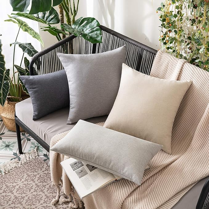 MIULEE Pack of 2 Decorative Outdoor Solid Waterproof Throw Pillow Covers Faux - Image 5