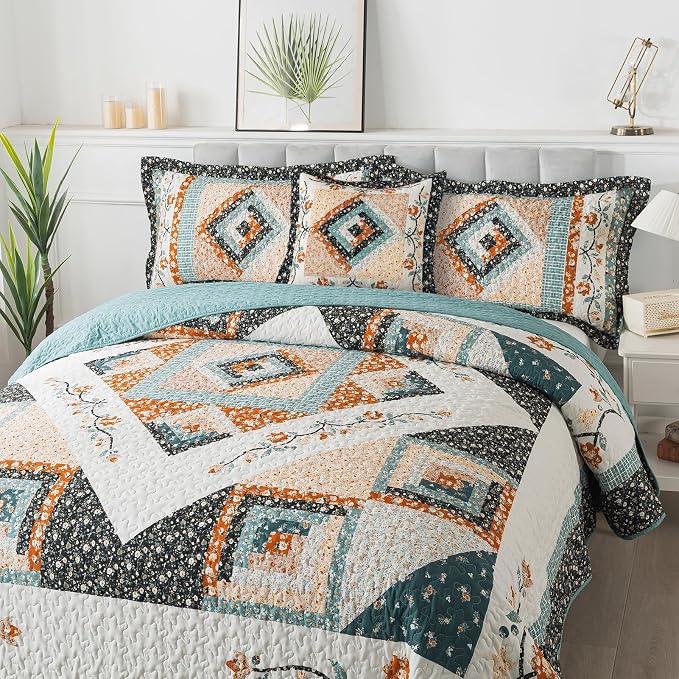 BEDIFANY Twin Size Bedspread Sets, Floral Cotton Lightweight Quilt Twin XL Size - Image 4