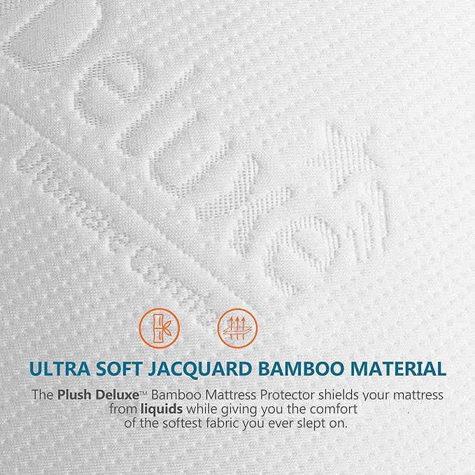 PlushDeluxe Premium Bamboo Mattress Protector – King Size, Waterproof, & Ultra - Image 2