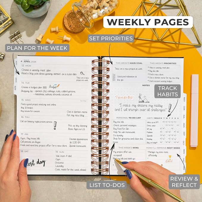 Clever Fox Dated Planner with Tabs 2026 – Weekly & Monthly Spiral Planner with - Image 3