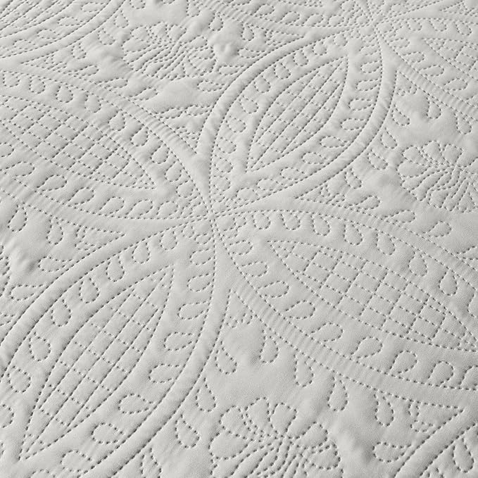akkialla Twin Quilt Bedding Set, Light Grey Ultrasonic Quilt Set, Lightweight - Image 7