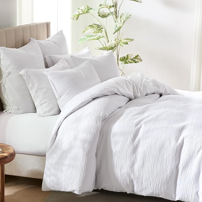 WDCOZY 100% Cotton Luxury Honeycomb Duvet Cover Set King Size - Image 9