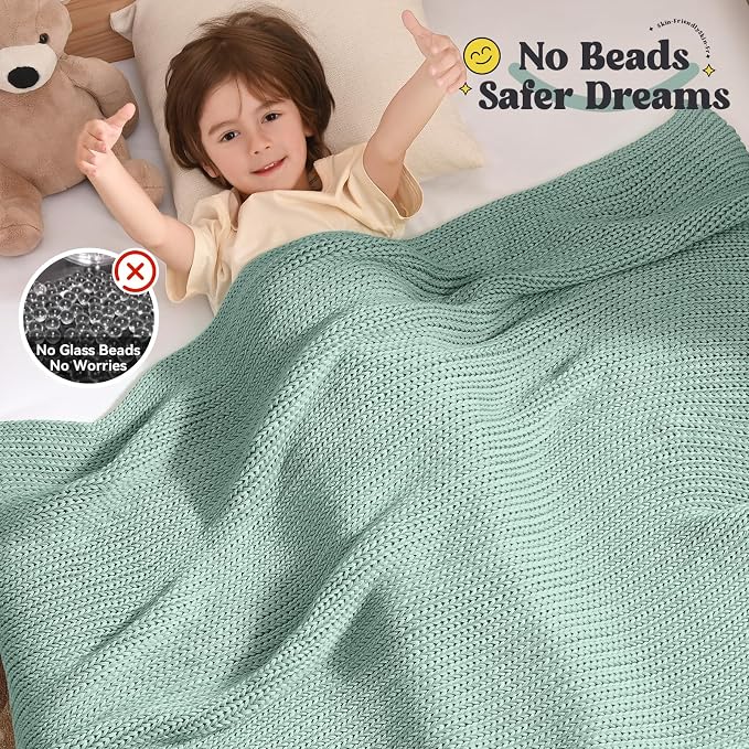 Guohaoi Knitted Weighted Blanket Kids No Beads Cooling Heavy Blanket, Home - Image 3