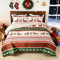 Whale Flotilla Christmas Quilt King Size, Soft Boho Floral Bedspreads by WHALEFLOTILLA