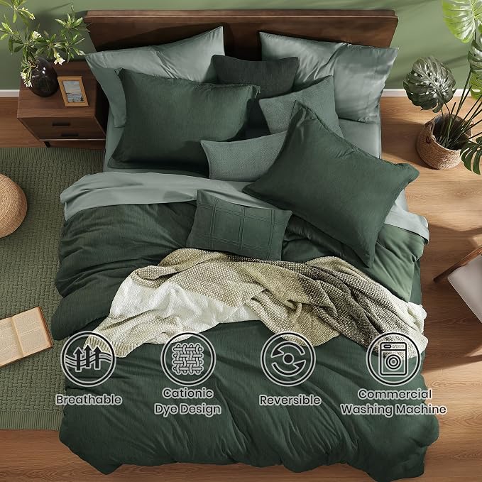 Monbix Super King Comforter Set, Deep Forest Cationic Dyeing Bedding Set - Image 2