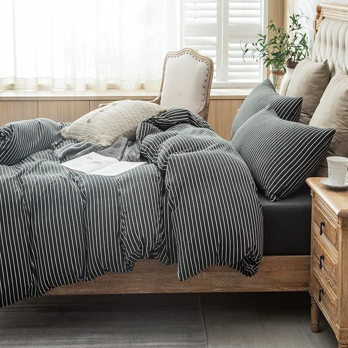 PURE ERA Jersey Knit Duvet Cover Set 100% T-Shirt Heather Cotton Super Soft - Image 2