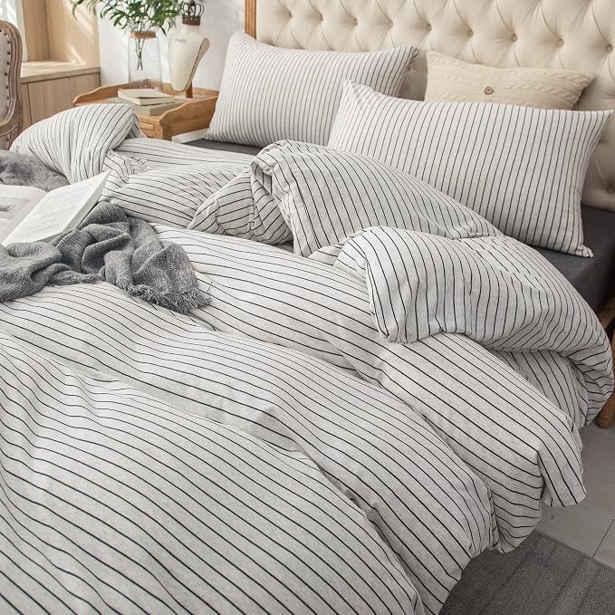PURE ERA Jersey Knit Duvet Cover Set 100% T-Shirt Heather Cotton Super Soft - Image 5