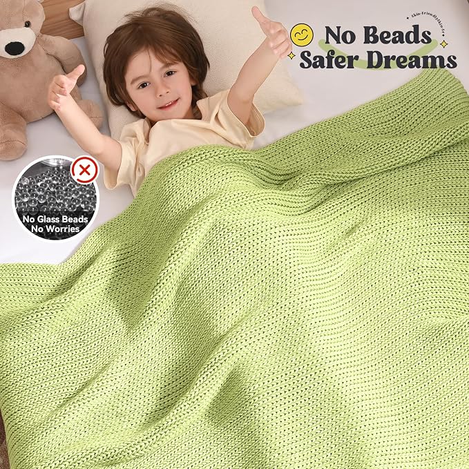 Guohaoi Knitted Weighted Blanket Kids No Beads Cooling Heavy Blanket, Home - Image 3
