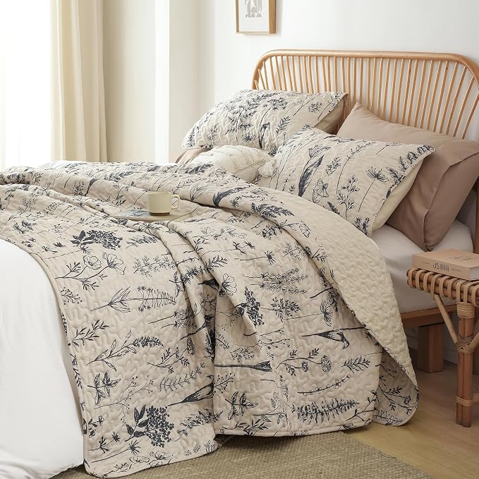 JANZAA Quilt King Size Beige Quilt Bed Spread Boho Quilt - Image 6
