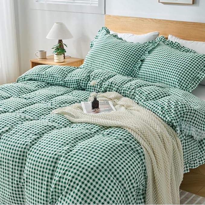 Gingham Duvet Cover Twin Size, 2 Pieces Soft Breathable Microfiber Plaid - Image 6