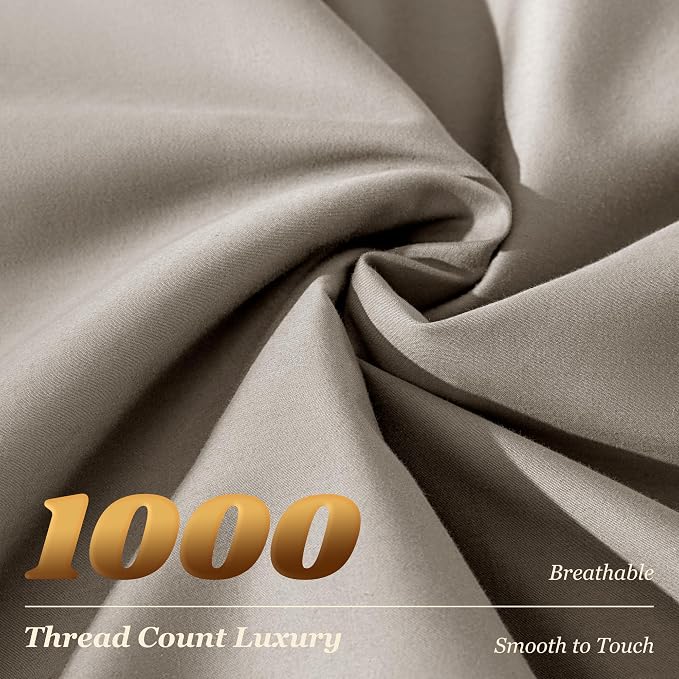 LBRO2M 1000 Thread Count 100% Egyptian Cotton Sheets Set King Size, 4 Piece - Image 3