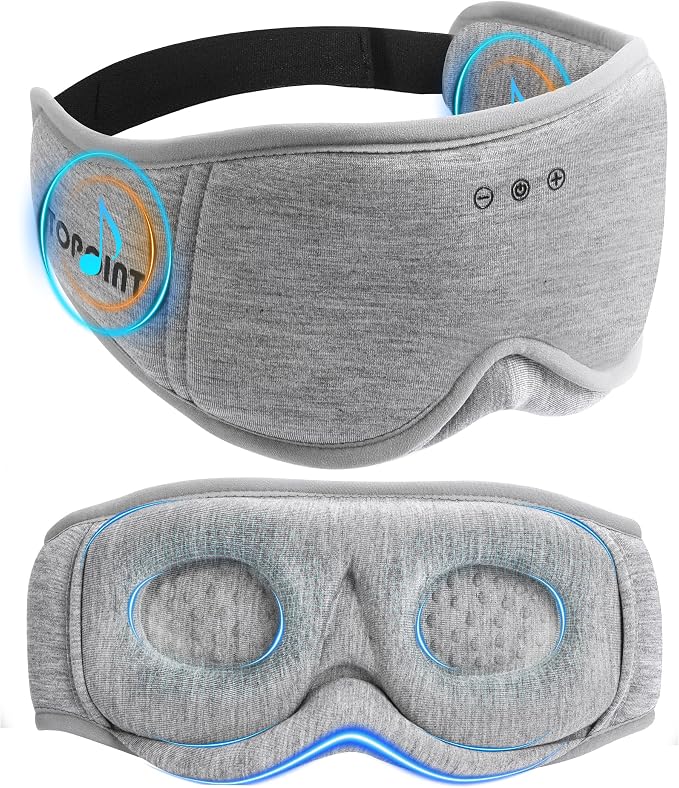 Sleep Mask with Headphones Bluetooth 5.4, TOPOINT 3D Eye Mask Blackout with by TOPOINT
