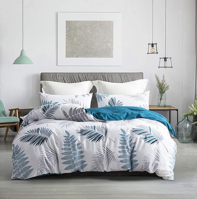 SLEEPBELLA Duvet Cover Twin, 600 Thread Count Cotton Leaf Botanical Pattern - Image 2