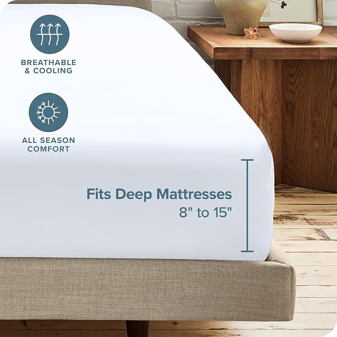 Bare Home 2-Pack Fitted Bottom Sheets Split Queen - Image 4