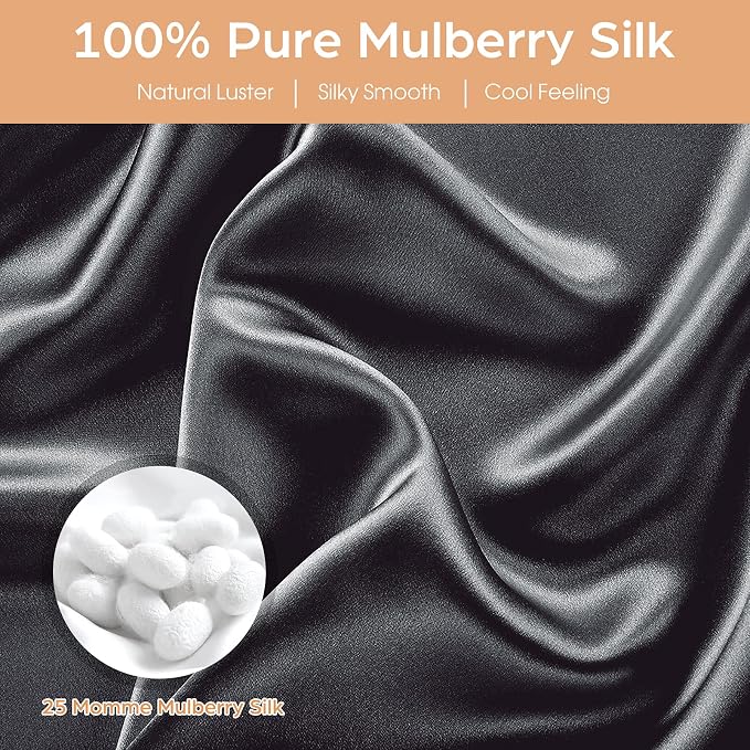 Silk Pillowcase for Hair and Skin, 2 Pack 100% Mulberry Silk Pillowcase 25 Momme - Image 3