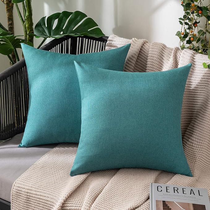MIULEE Pack of 2 Decorative Outdoor Solid Waterproof Throw Pillow Covers Euro by MIULEE