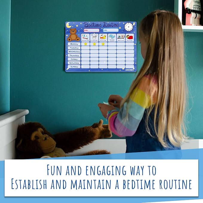 Amonev Magnetic Bedtime Routine Chart Reward Chart and Sleep Training Stay in - Image 4