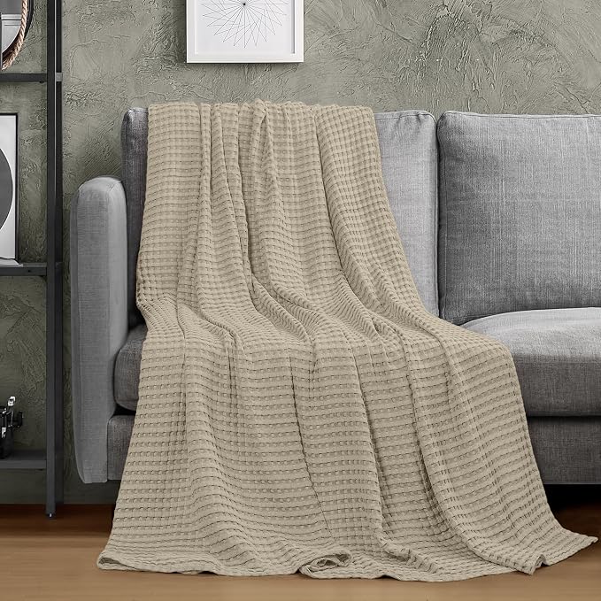 Utopia Bedding 100% Cotton Waffle Weave Blanket Queen Size - Image 5