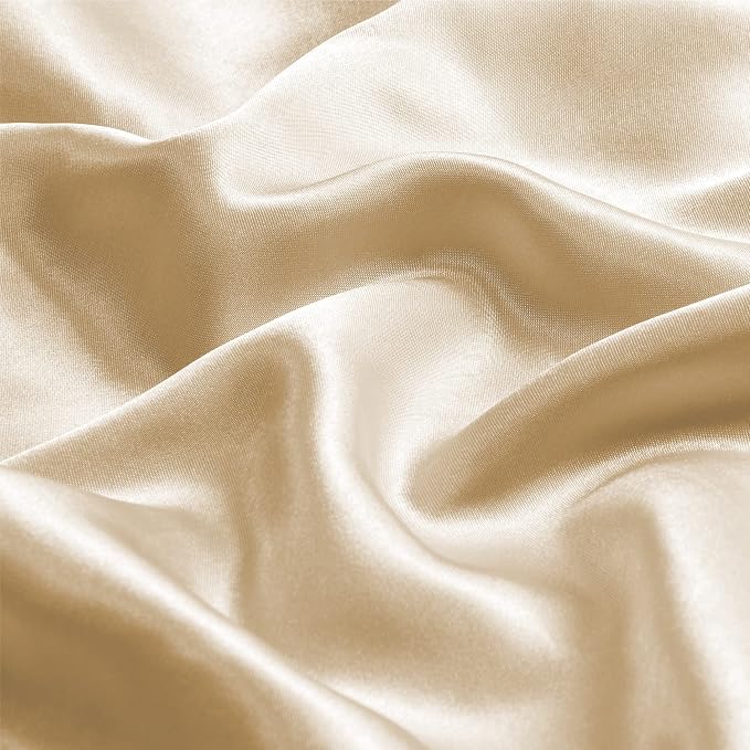 BEDELITE Satin Pillowcase with Zipper, Champagne Pillow Cases Queen Size Set of - Image 3