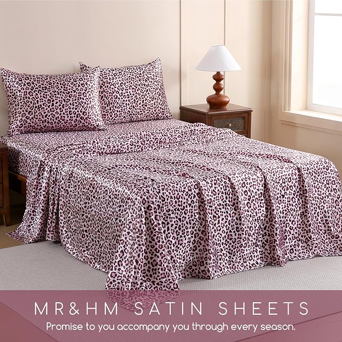 MR&HM Satin Sheets with Elastic Corner Straps, Twin Size 3-Piece Silky Bedding - Image 7
