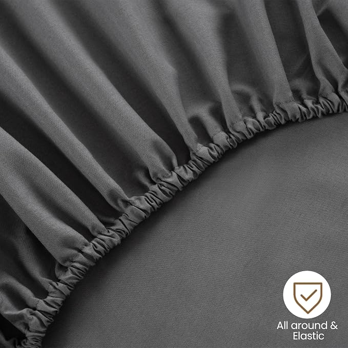 ROSE&RISY Dark Grey King Fitted Sheet, Soft and Breathable - Image 6