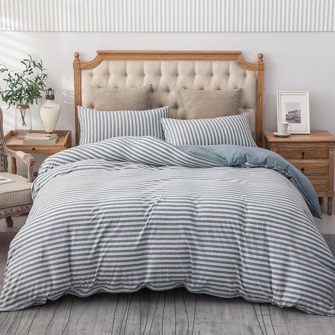 PURE ERA Jersey Knit Duvet Cover Set 100% T-Shirt Heather Cotton Super Soft - Image 3