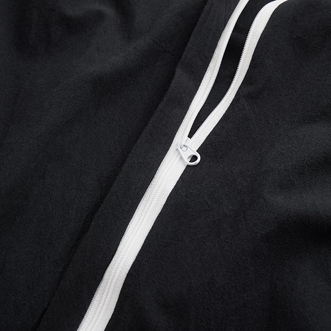 Black Duvet Cover Full Size, 100% Washed Cotton Linen Like Bedding Set - Image 5