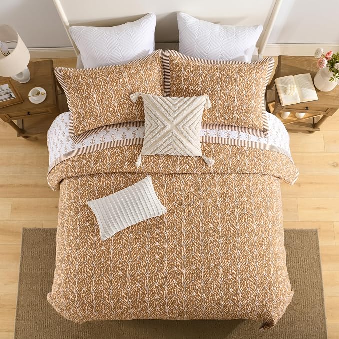 SahSahCasa Quilt Set Queen Size, 100% Cotton Quilt Bedding Set Bedspread - Image 4