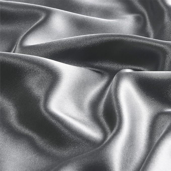 BEDELITE Satin Pillowcase with Zipper, Dark Grey Pillow Cases Queen Size Set of - Image 3