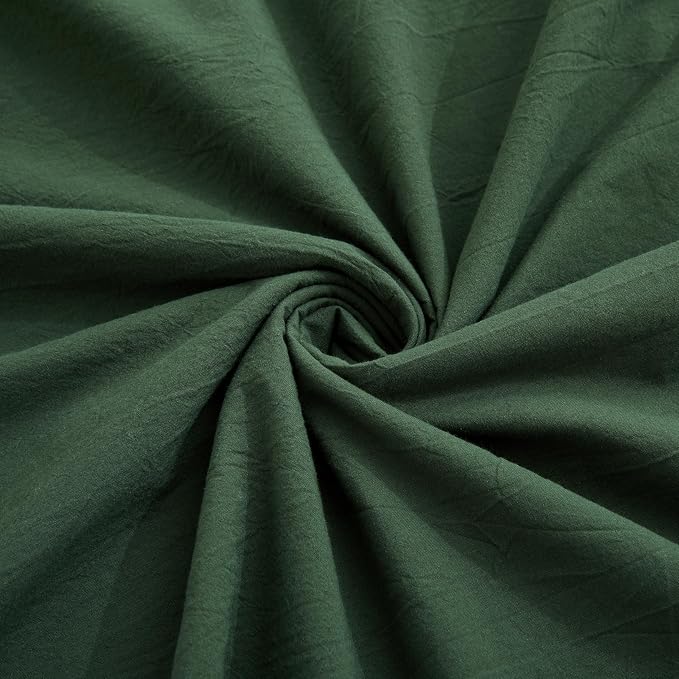 LOVQUE Green Duvet Cover Twin Size, 100% Washed Cotton Linen Like Bedding Set - Image 6