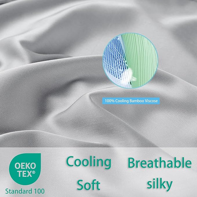 4-Pack Bamboo Viscose Zippered Pillow Cases Queen Size, 400 Thread Count - Image 3
