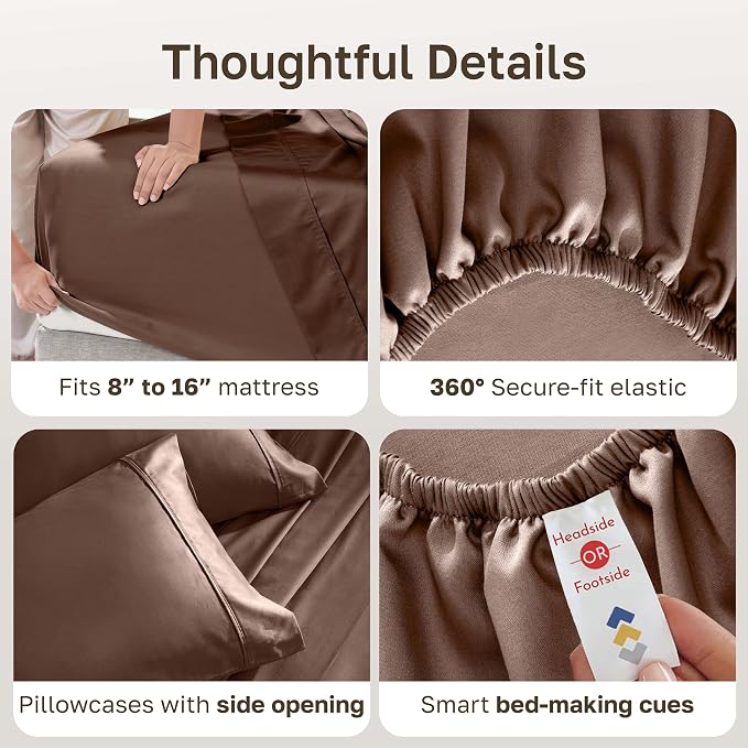 CALIFORNIA DESIGN DEN Soft 100% Cotton Bed Sheets King Size Set, 400 Thread - Image 6