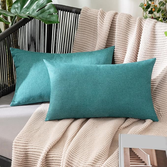MIULEE Pack of 2 Decorative Outdoor Solid Waterproof Throw Pillow Covers Faux by MIULEE