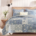 BLOOMHAVEN Quilt Set King Size, Patchwork Blue Floral Quilt Sets, Reversible by BLOOMHAVEN