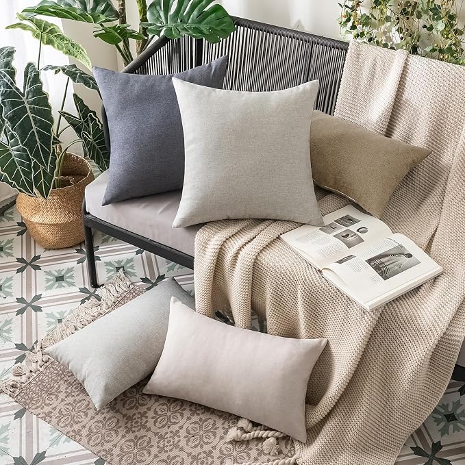 MIULEE Pack of 2 Decorative Outdoor Solid Waterproof Throw Pillow Covers Faux - Image 5
