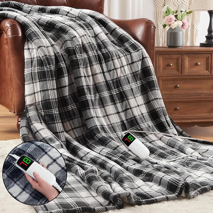 Black Heated Blanket Electric Twin Size, 62X84 Heating Blanket by OCTROT