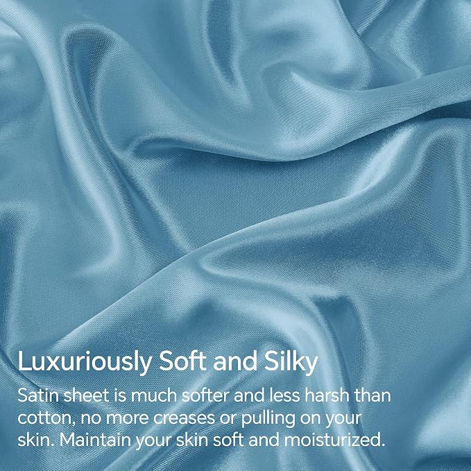 BEDELITE Satin Fitted Sheet and Pillowcase Set, Luxury Soft Similar to Silk - Image 3