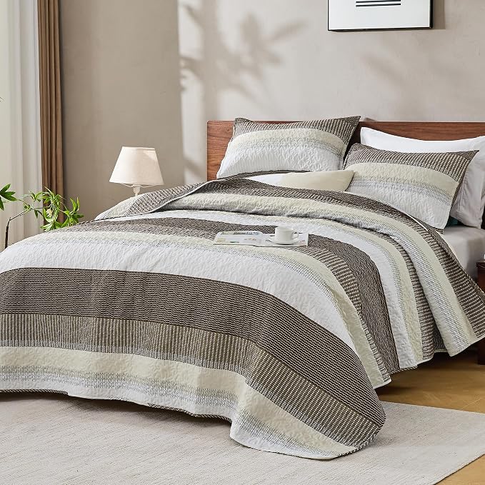 Andency King Size Quilt Set Mocha Brown, 3 Pieces Summer Ultra Soft Lightweight - Image 7