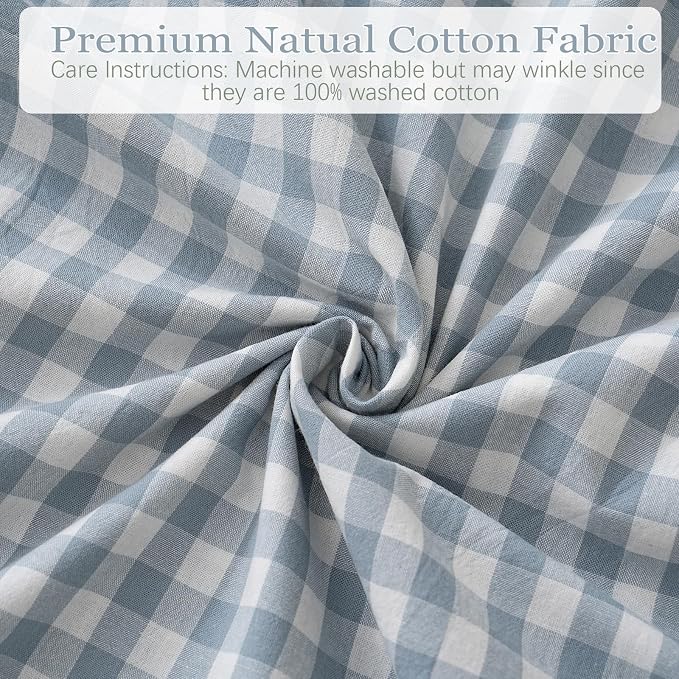2 Pack Blue White Plaid Ruffle Throw Pillow Covers Farmhouse Checkered Chic - Image 6